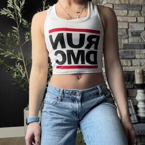 Y2k run dmc white cropped tank top size small